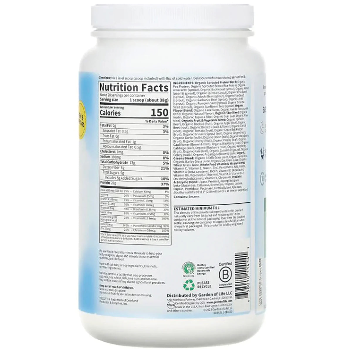 Raw Organic Meal Plant-Based - Lightly Sweet